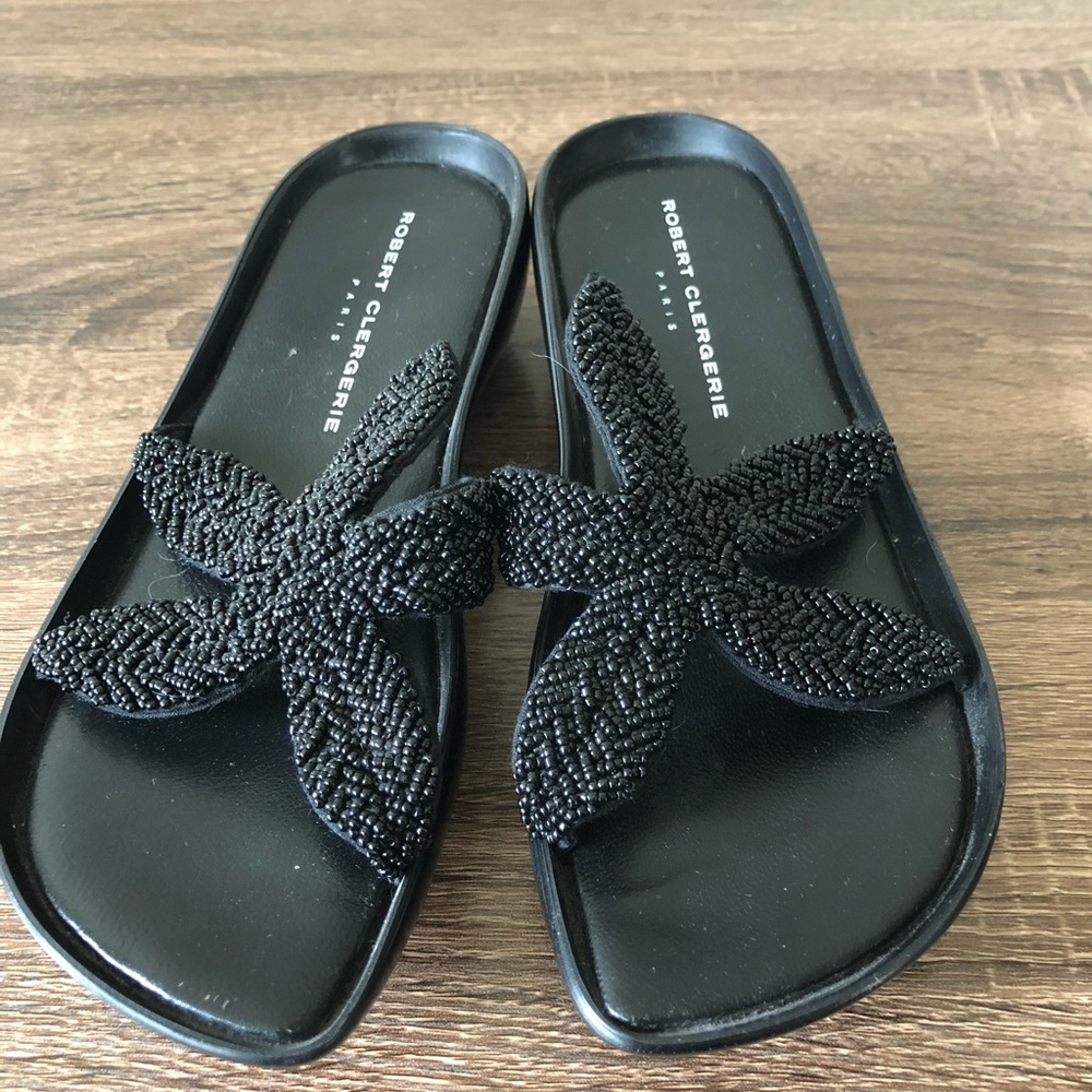 ROBERT CLERGERIE BLACK STARFISH SANDALS NEW SZ 8